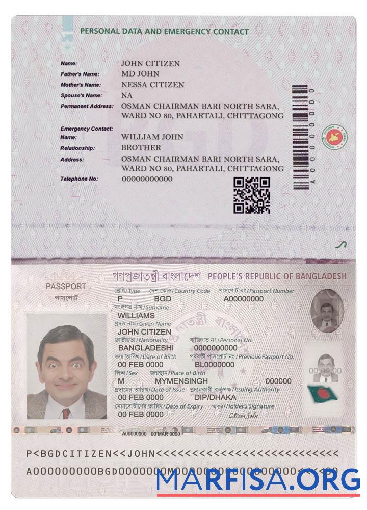 Realistic Bangladesh E passport (2020 present) version 2 example